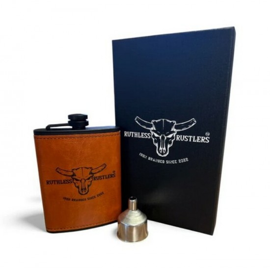RUTHLESS RUSTLERS - Ensemble Flasque de Poche Iron Branded - Brun