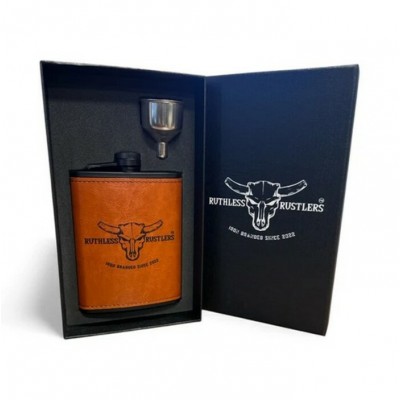 RUTHLESS RUSTLERS - Ensemble Flasque de Poche Iron Branded - Brun
