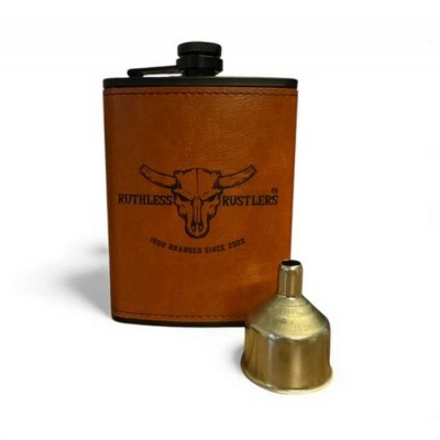 RUTHLESS RUSTLERS - Ensemble Flasque de Poche Iron Branded - Brun