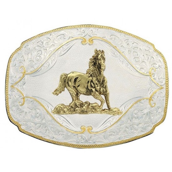 MONTANA SILVERSMITH - Boucle de ceinture Gold Flourish Galloping Horse