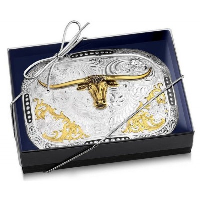 MONTANA SILVERSMITH - Boucle de ceinture Class Act Two Tone Longhorn