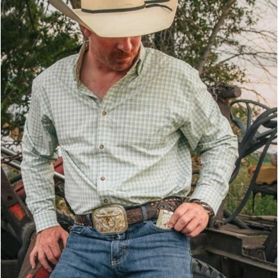MONTANA SILVERSMITH - Boucle de ceinture Class Act Two Tone Longhorn