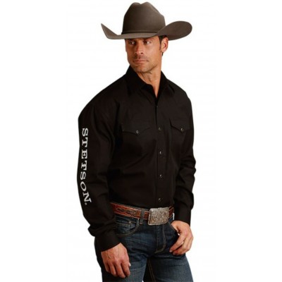 STETSON - Chemise en popeline avec logo - Noir
