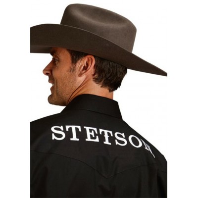 STETSON - Chemise en popeline avec logo - Noir