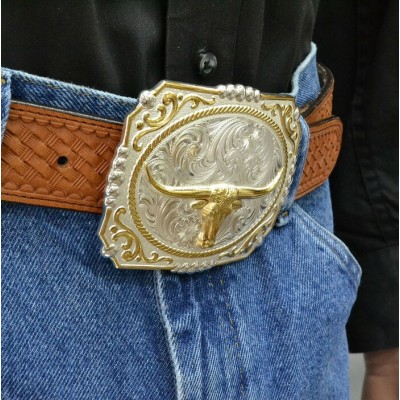 MONTANA SILVERSMITH - Boucle de ceinture Two-tone Cowboy Cameo