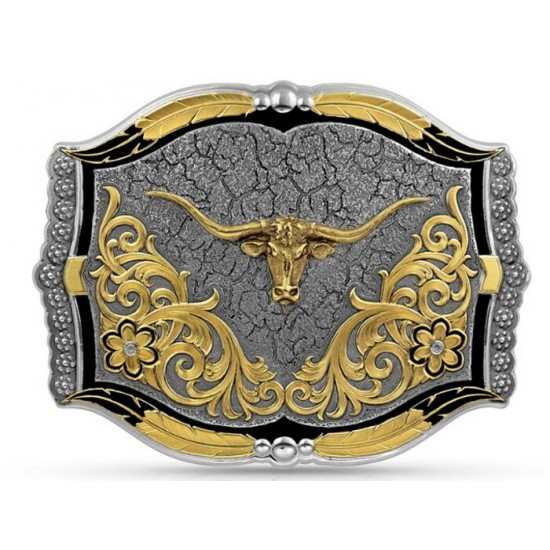 MONTANA SILVERSMITH - Boucle de ceinture Cracked Earth Longhorn
