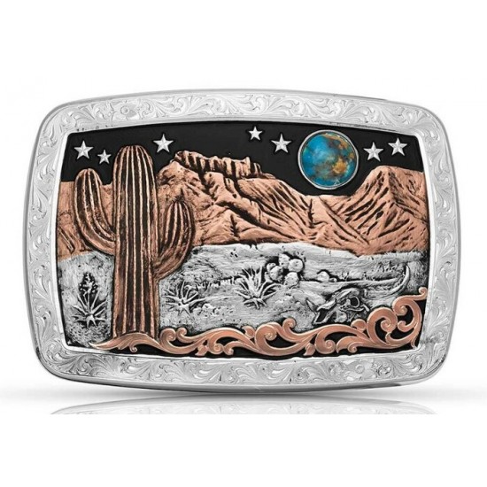 MONTANA SILVERSMITH - Boucle de ceinture Desert Moon Turquoise Cactus