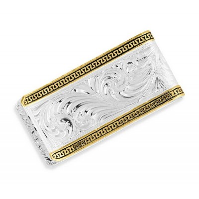 MONTANA SILVERSMITH - Pince à billets Two Tone Carved Longhorn