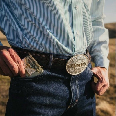 MONTANA SILVERSMITH - Pince à billets Two Tone Carved Longhorn