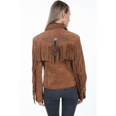 SCULLY - Veste à Franges pour Femme - Cannelle