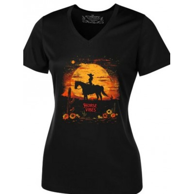 HORSE VIBES - T-Shirt col en V Désert - Noir