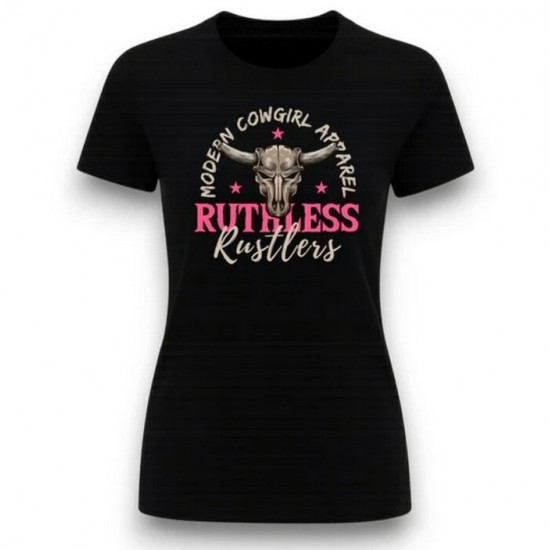 RUTHLESS RUSTLERS - T-Shirt Moderne Cowgirl pour Femme - Noir