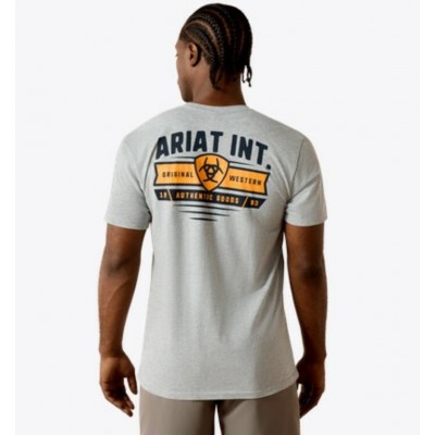 ARIAT - T-shirt avec Badge Bannière - Gris