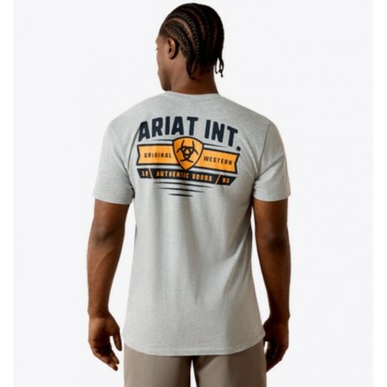ARIAT - T-shirt avec Badge Bannière - Gris