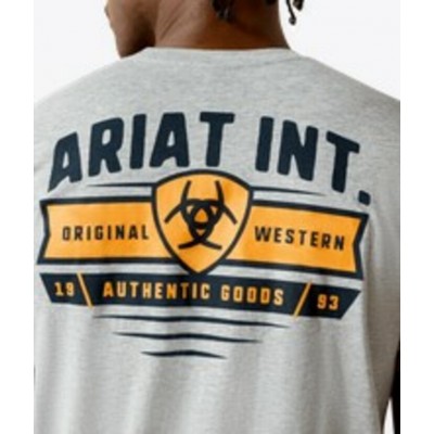 ARIAT - T-shirt avec Badge Bannière - Gris
