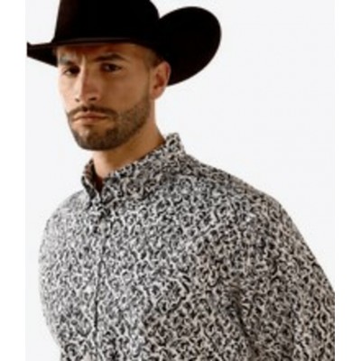 ARIAT - Chemise Team Janson Coupe Classique - Gris et Blanc