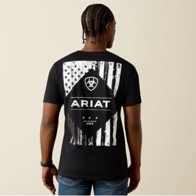 ARIAT - T-Shirt Wooden Diamond Flag - Noir