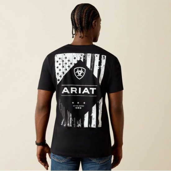 ARIAT - T-Shirt Wooden Diamond Flag - Noir