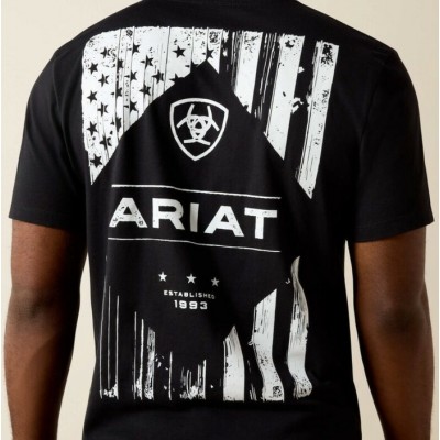 ARIAT - T-Shirt Wooden Diamond Flag - Noir
