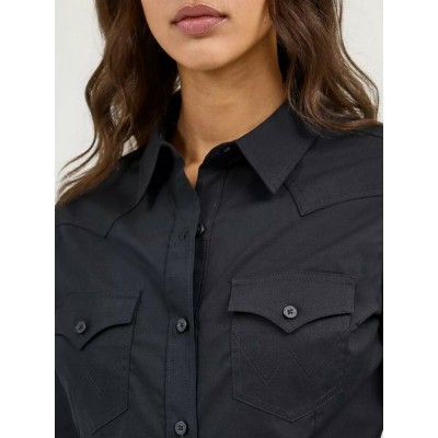 Wrangler® - Chemise Sierra Western Slim à Boutons - Noir