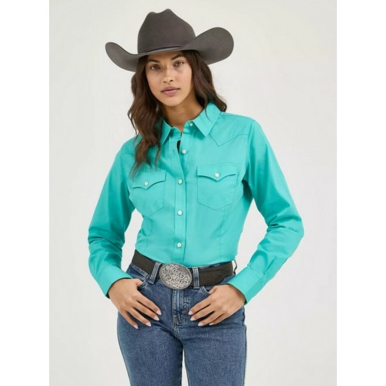 Wrangler® - Chemise Sierra Western Slim à Boutons - Turquoise