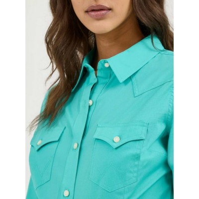 Wrangler® - Chemise Sierra Western Slim à Boutons - Turquoise