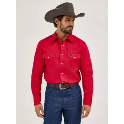 Wrangler® - Chemise de Travail Western à Boutons en Sergé Ferme - Rouge
