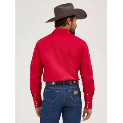 Wrangler® - Chemise de Travail Western à Boutons en Sergé Ferme - Rouge