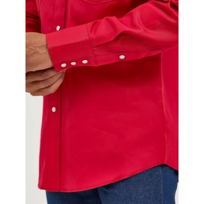 Wrangler® - Chemise de Travail Western à Boutons en Sergé Ferme - Rouge
