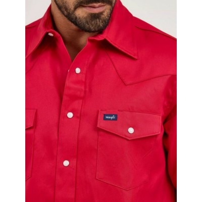 Wrangler® - Chemise de Travail Western à Boutons en Sergé Ferme - Rouge