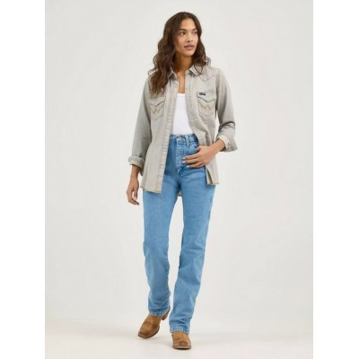 Wrangler® - Chemise Western en Denim de Travail à Boutons - Denim Gris