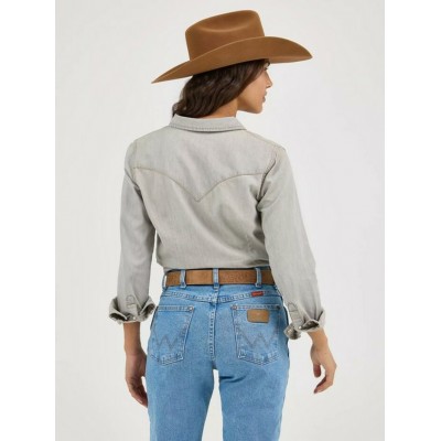 Wrangler® - Chemise Western en Denim de Travail à Boutons - Denim Gris