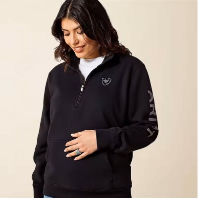 ARIAT - Hoodie Logo 1/2 Zip - Noir