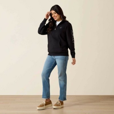 ARIAT - Hoodie Logo 1/2 Zip - Noir