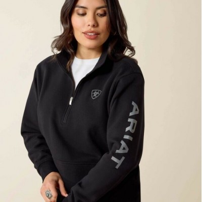 ARIAT - Hoodie Logo 1/2 Zip - Noir
