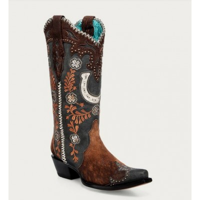 CORRAL - Bottes Fleurs et Fer à Cheval Broderie