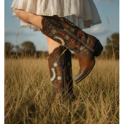CORRAL - Bottes Fleurs et Fer à Cheval Broderie