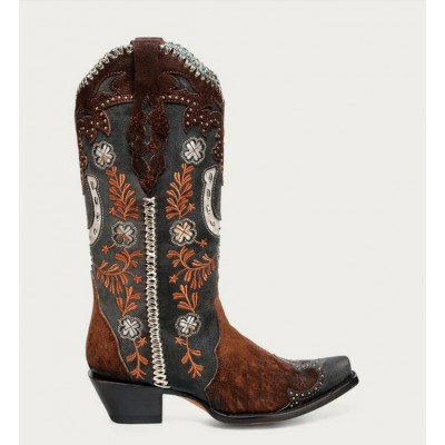 CORRAL - Bottes Fleurs et Fer à Cheval Broderie