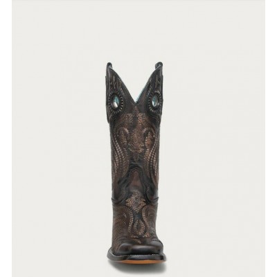 CORRAL - Bottes Blacked Honey avec Broderie et Superposition de détails en Caoutchouc