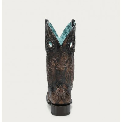 CORRAL - Bottes Blacked Honey avec Broderie et Superposition de détails en Caoutchouc
