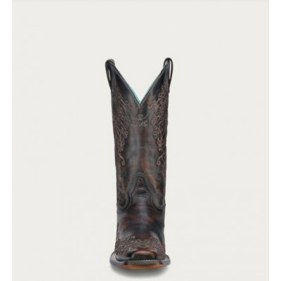 CORRAL - Bottes à Broderie Florale Dark Honey
