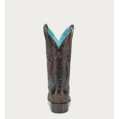 CORRAL - Bottes à Broderie Florale Dark Honey
