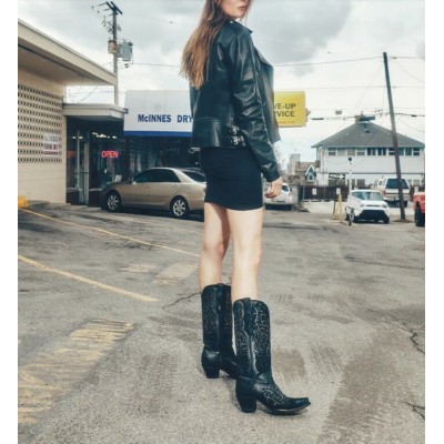 CORRAL - Bottes Hautes Noires avec Cristaux