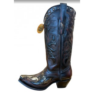 CORRAL - Bottes Noir et Bordeaux à Broderie Laser...