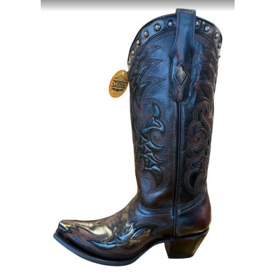 CORRAL - Bottes Noir et Bordeaux à Broderie Laser...