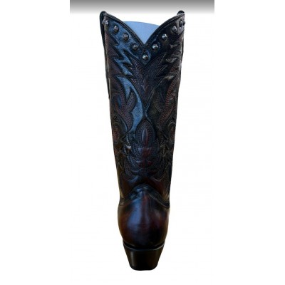 CORRAL - Bottes Noir et Bordeaux à Broderie Laser et Clous