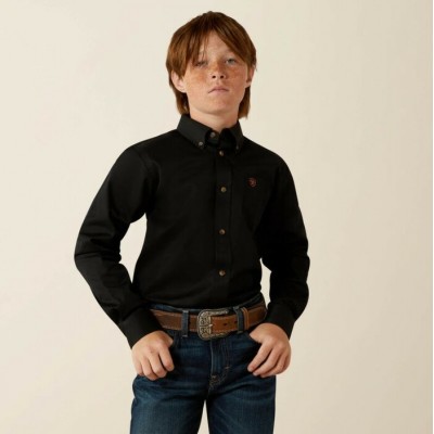 ARIAT - Chemise Solid Twill pour Garçon - Noir