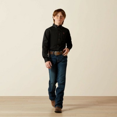 ARIAT - Chemise Solid Twill pour Garçon - Noir