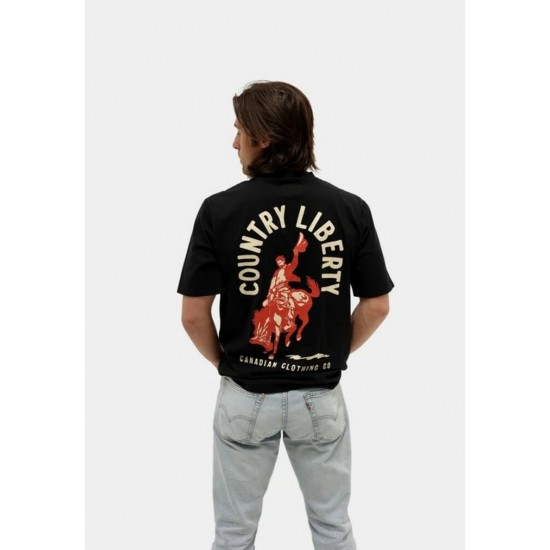 COUNTRY LIBERTY - T-Shirt Unisexe Black Horse Riding