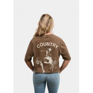 COUNTRY LIBERTY - T-Shirt Unisexe Washed Brown...